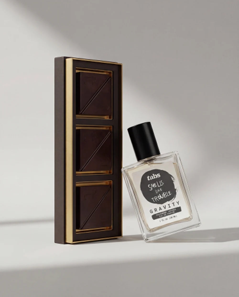 Gravity perfume and Tabs chocolate